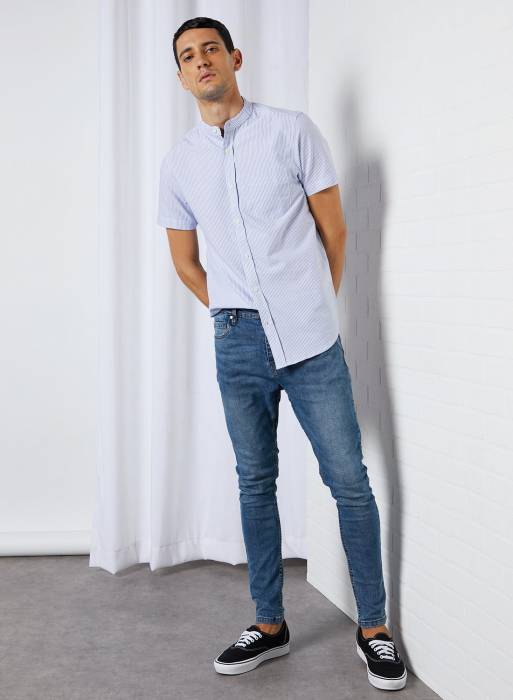 پیراهن مردانه بریوسول آبی روشن سفید