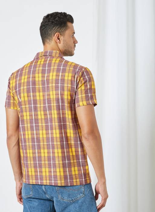 پیراهن آستین کوتاه مردانه زرد برند sivvi x datelier