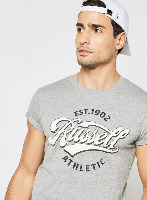 تیشرت مردانه طوسی خاکستری برند russell athletic مدل 420