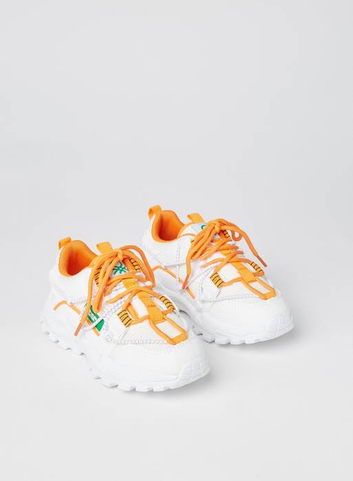 کفش اسپرت بچه گانه پسرانه بنتون نارنجی سفید