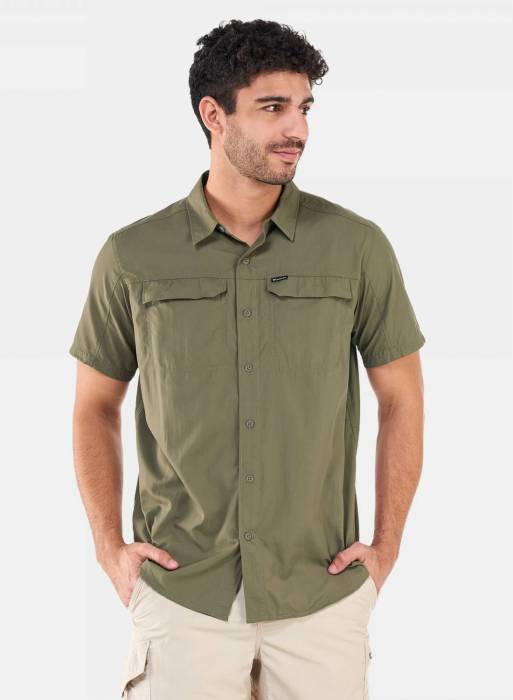 پیراهن آستین کوتاه مردانه کلمبیا سبز مدل 130