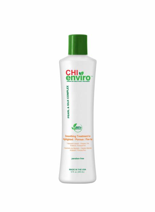 محصول chi enviro smoothing treatment برای مو رنگ شده، مو با بافت متخلخل و مو نازک به کار می رود. حجم این محصول ۱۲ اونس (۳۵۵ میلی لیتر) است.