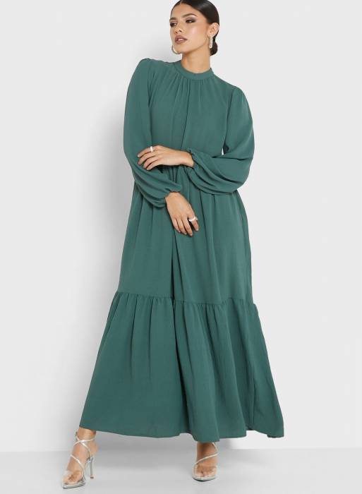 لباس شب مجلسی سبز برند khizana مدل 436