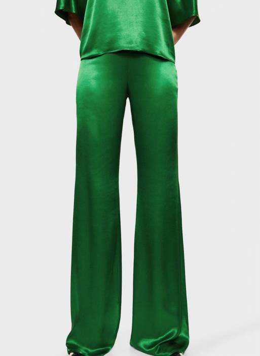 شلوار پارچه ای زنانه مانگو سبز مدل 745
