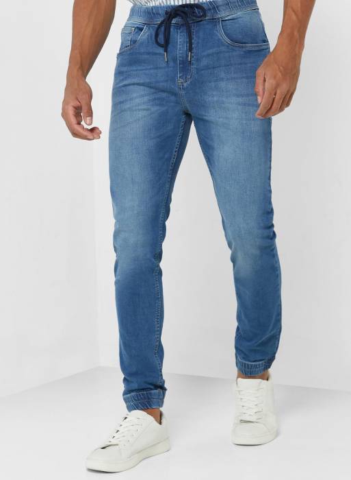 شلوار گرمکن جین مردانه آبی برند seventy five مدل 779