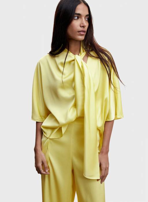شلوار پارچه ای زنانه مانگو زرد