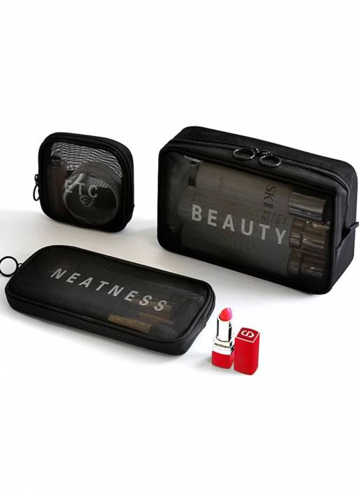 سه تکه کیف ذخیره سازی آرایشی چندکاره قابل حمل برای وسایل بهداشتی، ابزار آرایش و برس ها مدل 315