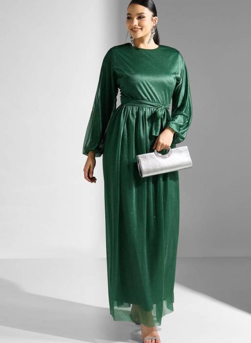 لباس شب مجلسی سبز برند khizana مدل 715