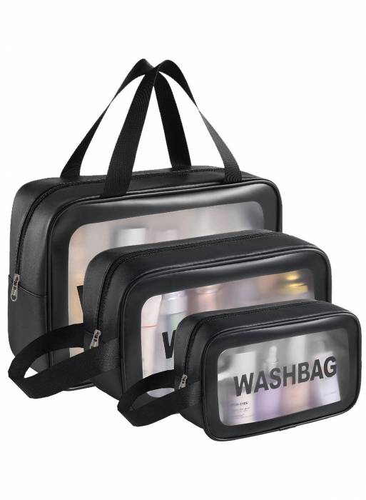 سه تکه کیف ذخیره سازی آرایشی چندکاره قابل حمل برای وسایل بهداشتی، ابزار آرایش و برس ها مدل 141