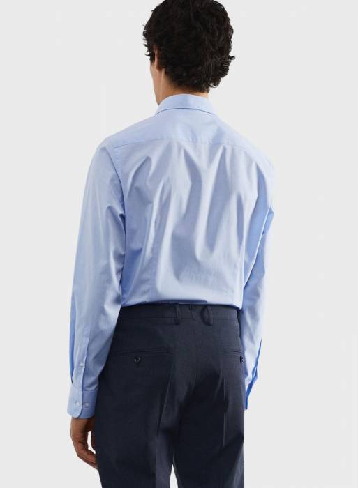 پیراهن اسلیم فیت مردانه مانگو آبی مدل 154