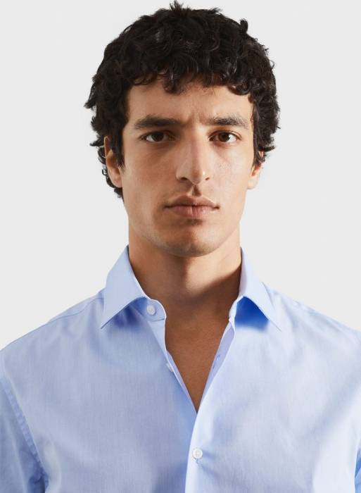 پیراهن اسلیم فیت مردانه مانگو آبی مدل 154