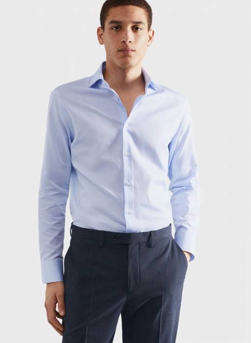 پیراهن اسلیم فیت مردانه مانگو آبی مدل 160