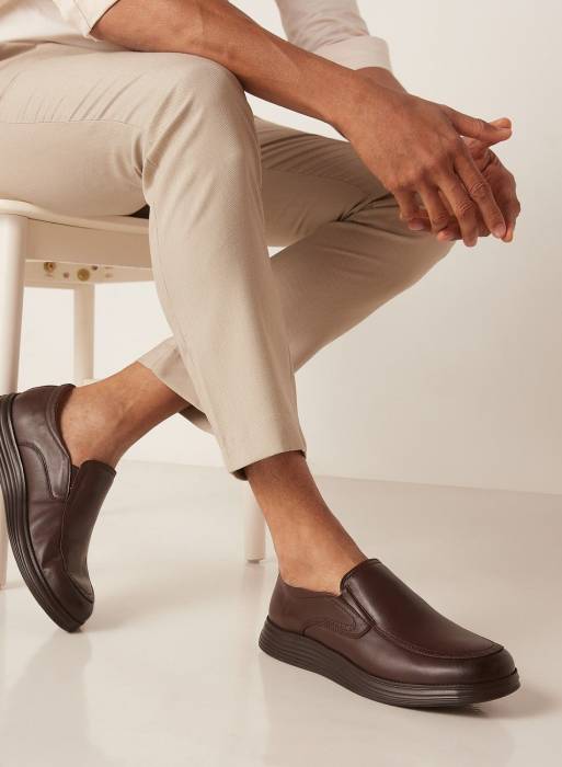 کفش راحت چرم مردانه قهوه ای برند le confort مدل 622