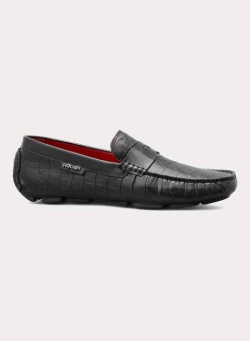 کفش راحت چرم رسمی مردانه مشکی برند ruosh