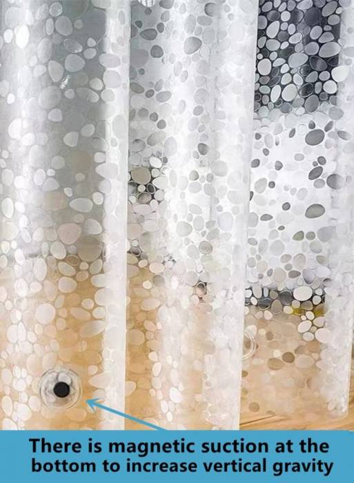 1 قطعه پرده حمام ضد آب با الگوی سنگ ریزه رنگ شفاف 180 × 180 سانتیمتر