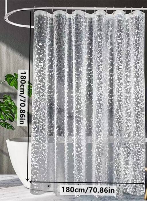 1 قطعه پرده حمام ضد آب با الگوی سنگ ریزه رنگ شفاف 180 × 180 سانتیمتر
