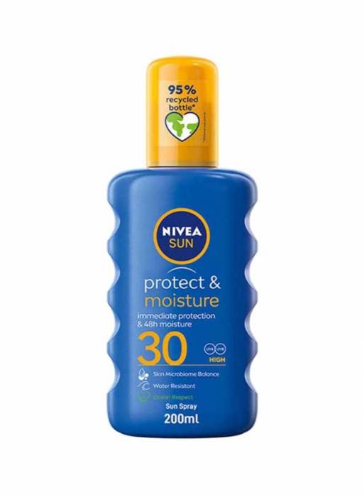 محافظت از پوست در برابر اشعه UVA و UVB، اسپری ضد آفتاب با رطوبت دهی، فاکتور حفاظتی SPF 30، حجم 200 میلی لیتر. مدل 255