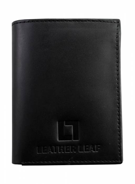 کیف چرم مردانه مشکی برند leather leaf