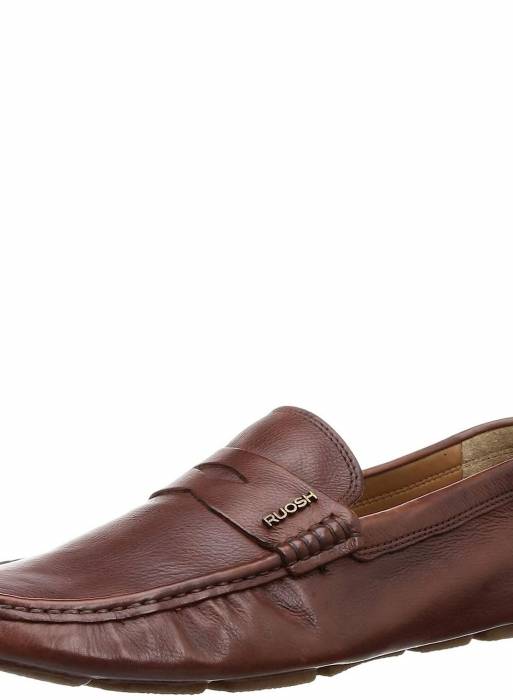 کفش راحت چرم رسمی مردانه قهوه ای برند ruosh