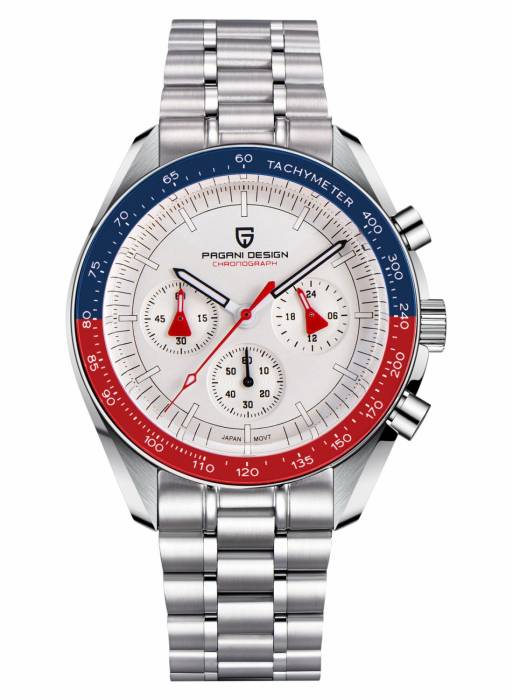 ساعت مردانه پاگانی سفید آبی قرمز مدل 601