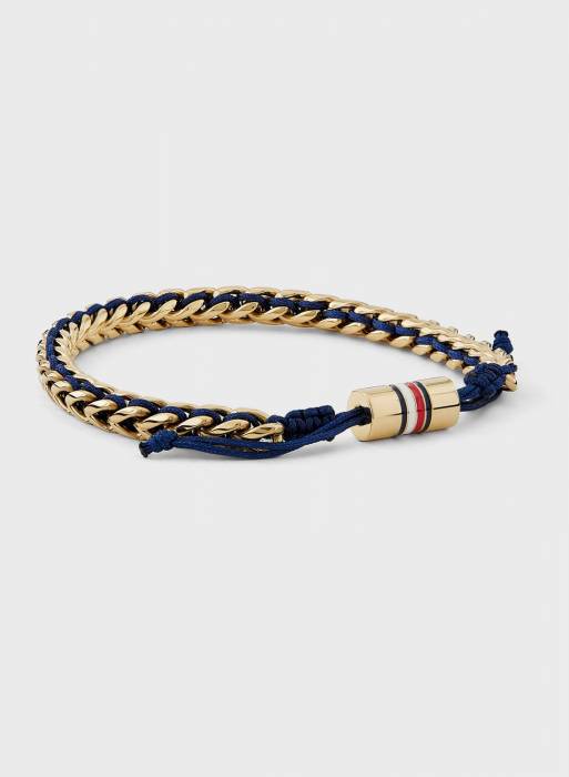دستبند مردانه تامی هیلفیگر آبی طلایی