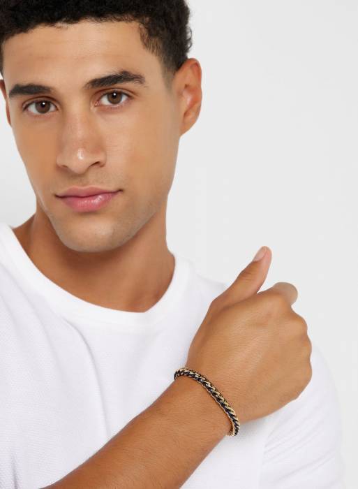دستبند مردانه تامی هیلفیگر آبی طلایی