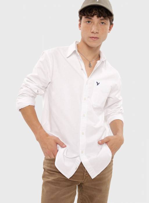 پیراهن مردانه سفید برند american eagle مدل 006